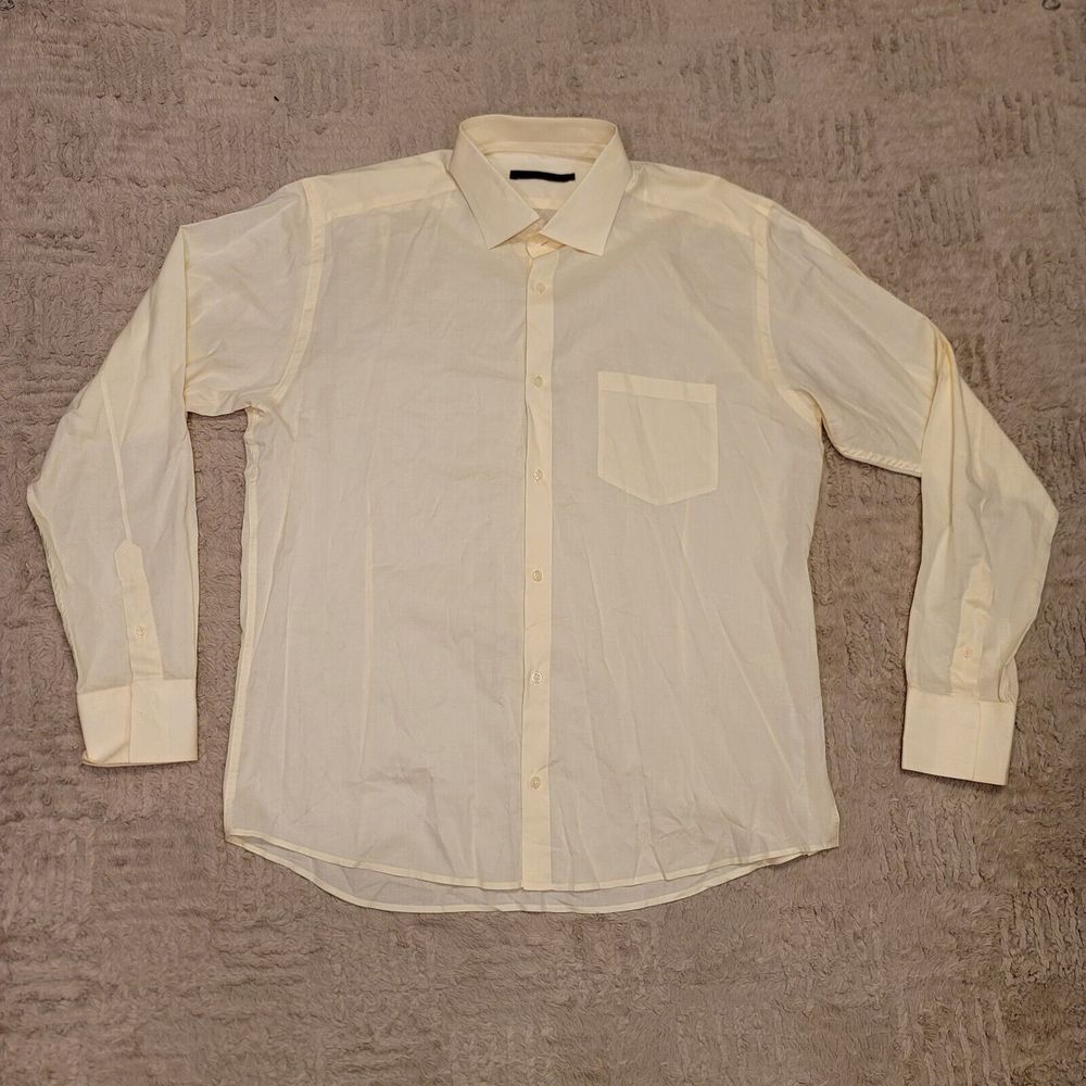 Reiss Shirt XL Yellow Long Sleeve Button Up Cotton Mens Made In Turkey